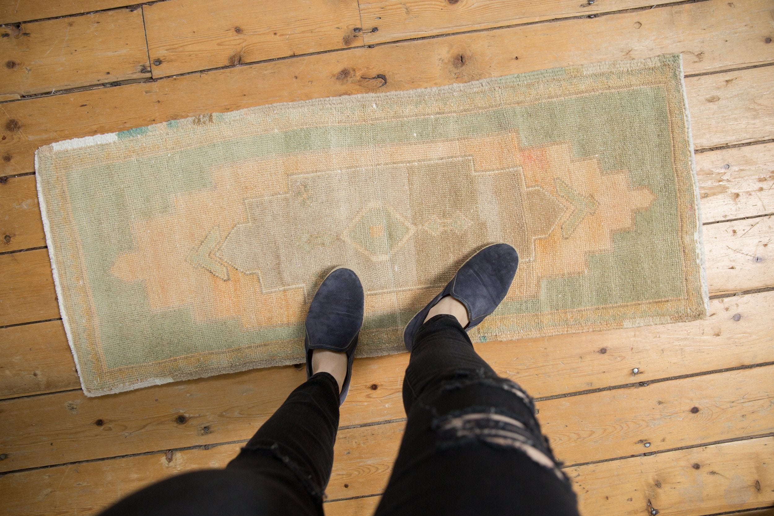 1.5x4 Vintage Distressed Oushak Rug Mat Runner // ONH Item 7956 Image 1