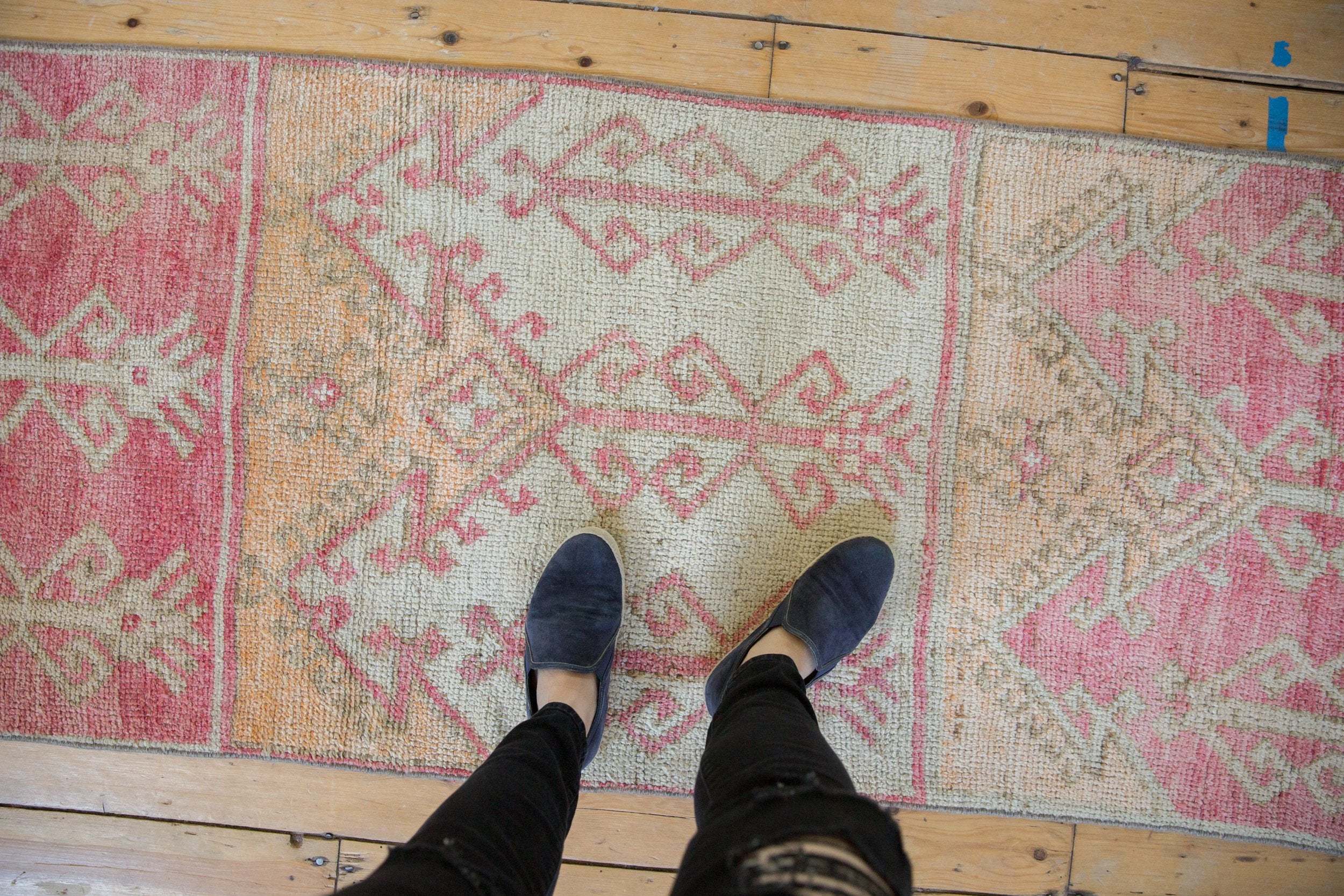 2.5x13.5 Vintage Distressed Fragment Oushak Rug Runner // ONH Item 7997 Image 1