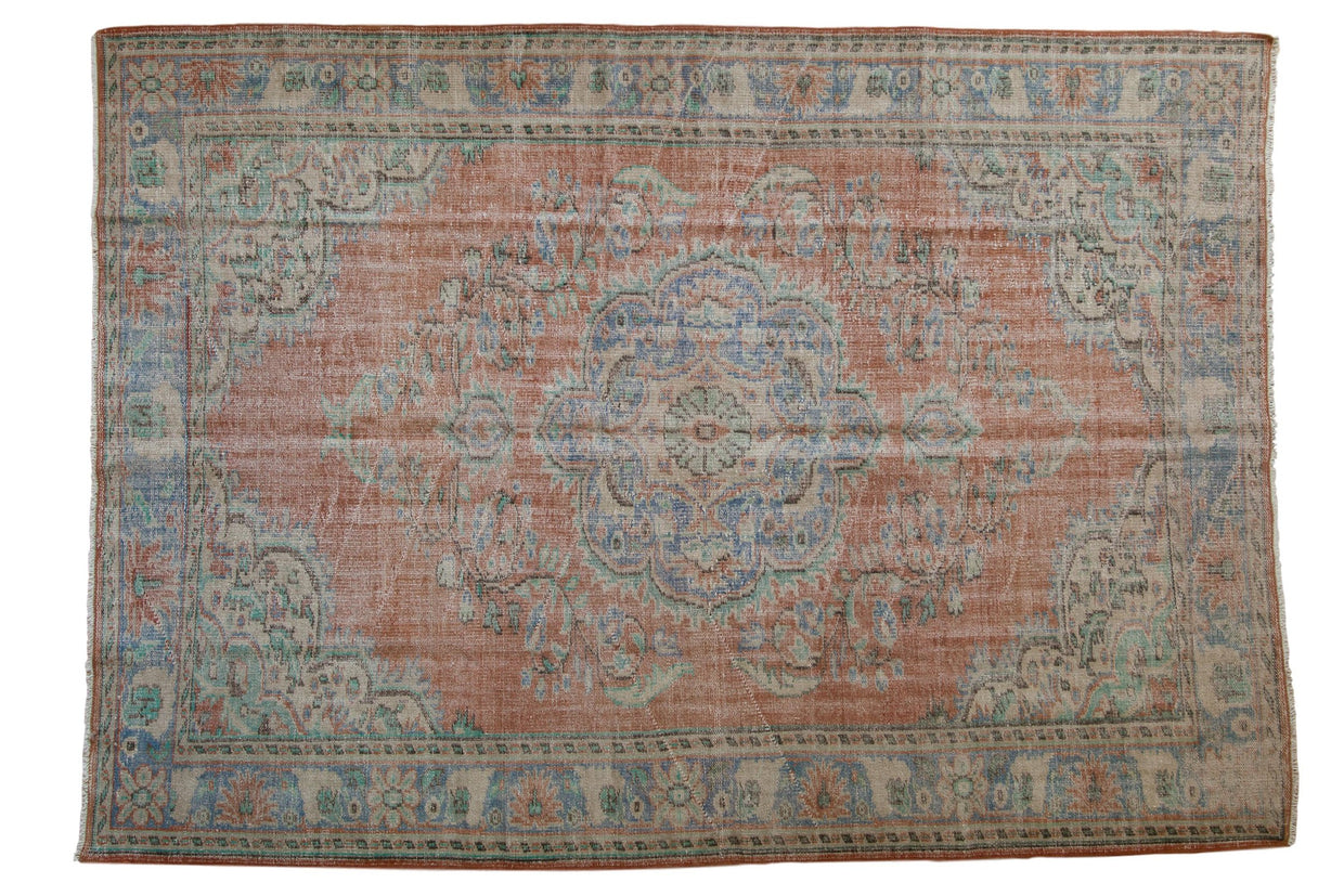 6.5x9.5 Vintage Distressed Oushak Carpet // ONH Item 8022