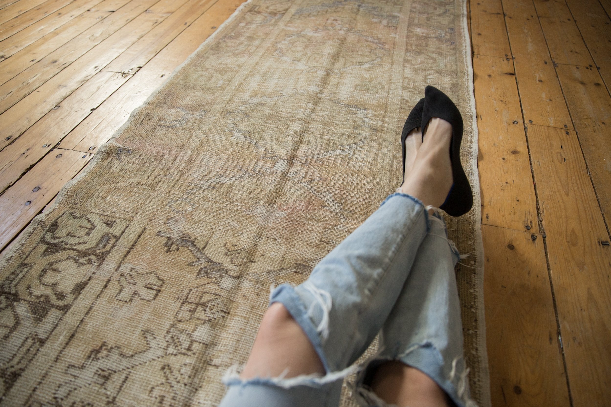 3x9.5 Vintage Distressed Oushak Rug Runner // ONH Item 8034 Image 1