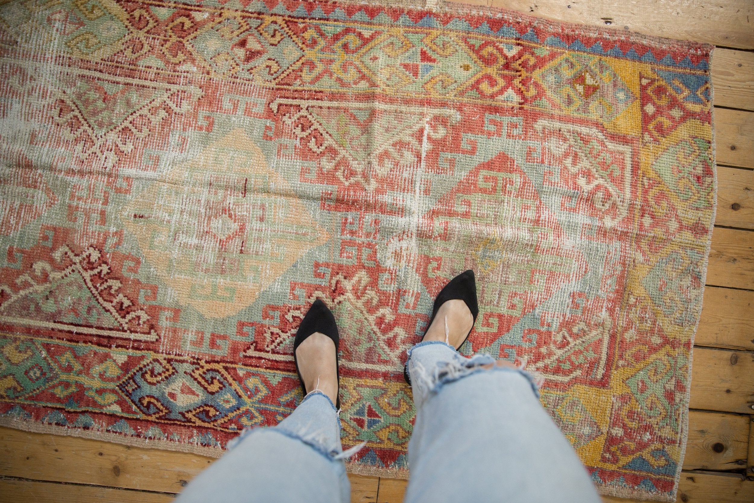 3.5x8 Vintage Distressed Oushak Rug Runner // ONH Item 8035 Image 1