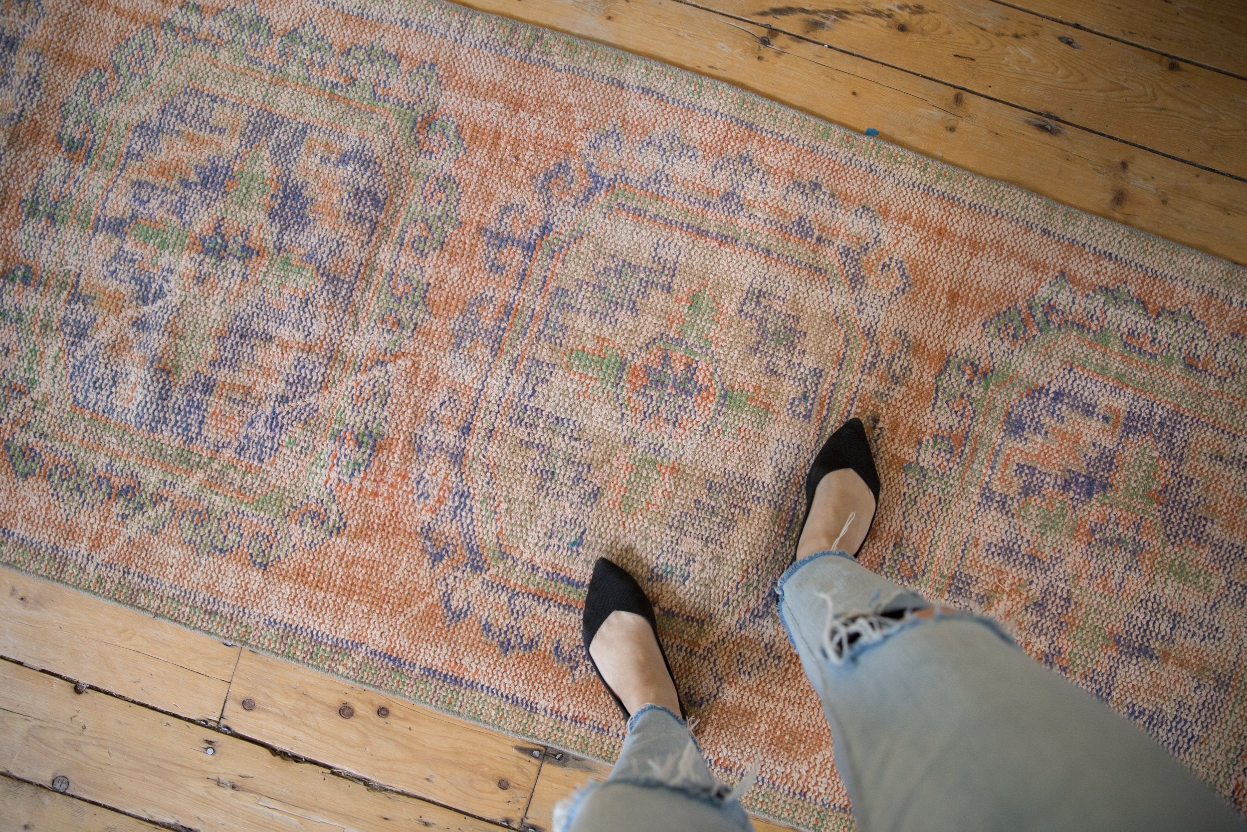 3x11.5 Vintage Distressed Oushak Rug Runner // ONH Item 8036 Image 1