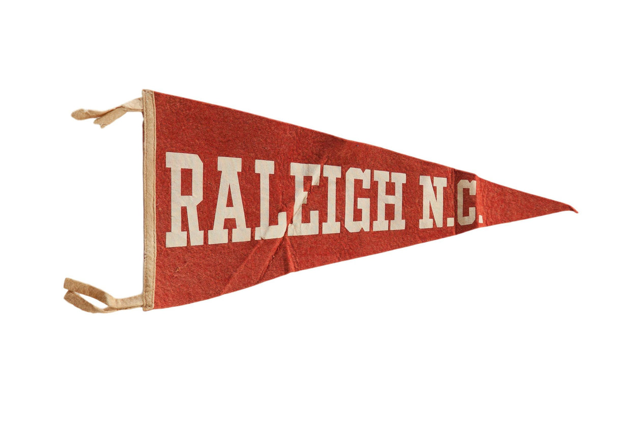 Vintage Raleigh NC Felt Flag // ONH Item 8055