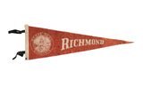 Vintage Richmond Virginia felt pennant in rust orange, with the state seal.