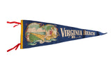 Vintage Virginia Beach VA felt flag featuring 1940s Ocean Promenade and swimmer art.