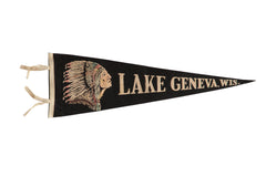 Vintage Lake Geneva Wisconsin Felt Flag // ONH Item 8071