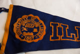 Raised orange felt University of Illinois seal and letter 'I' on navy blue flag.