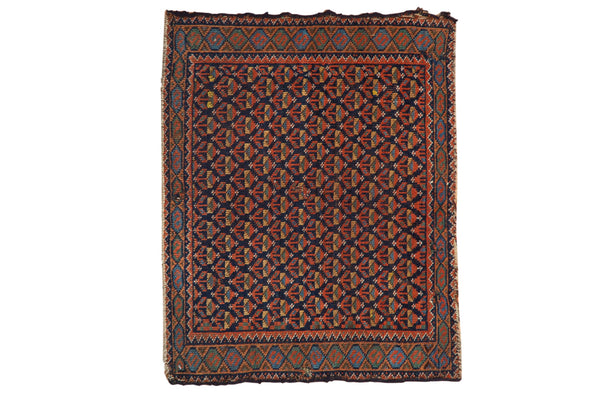 2x2.5 Vintage Bagface Afshar Square Rug Mat // ONH Item 8081