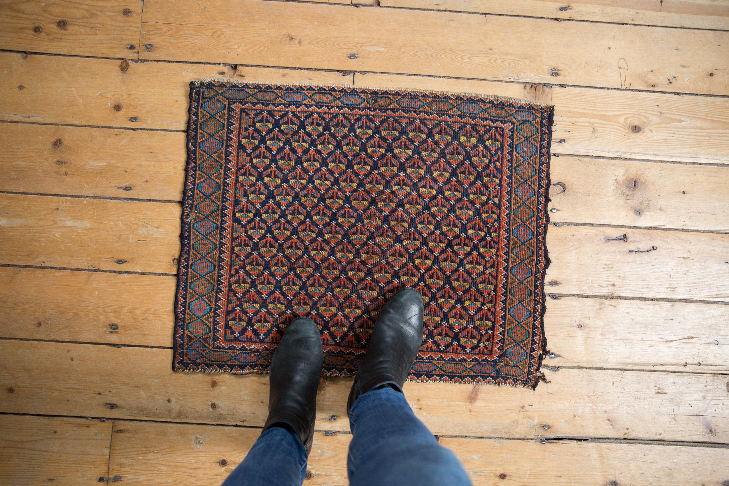 2x2.5 Vintage Bagface Afshar Square Rug Mat // ONH Item 8081 Image 1