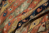 Varied texture of the hand-knotted wool pile on a late 19th-century Kurdish collector rug.