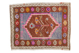 Distressed vintage Oushak rug with copper tree of life medallion and colorful pomegranate border.
