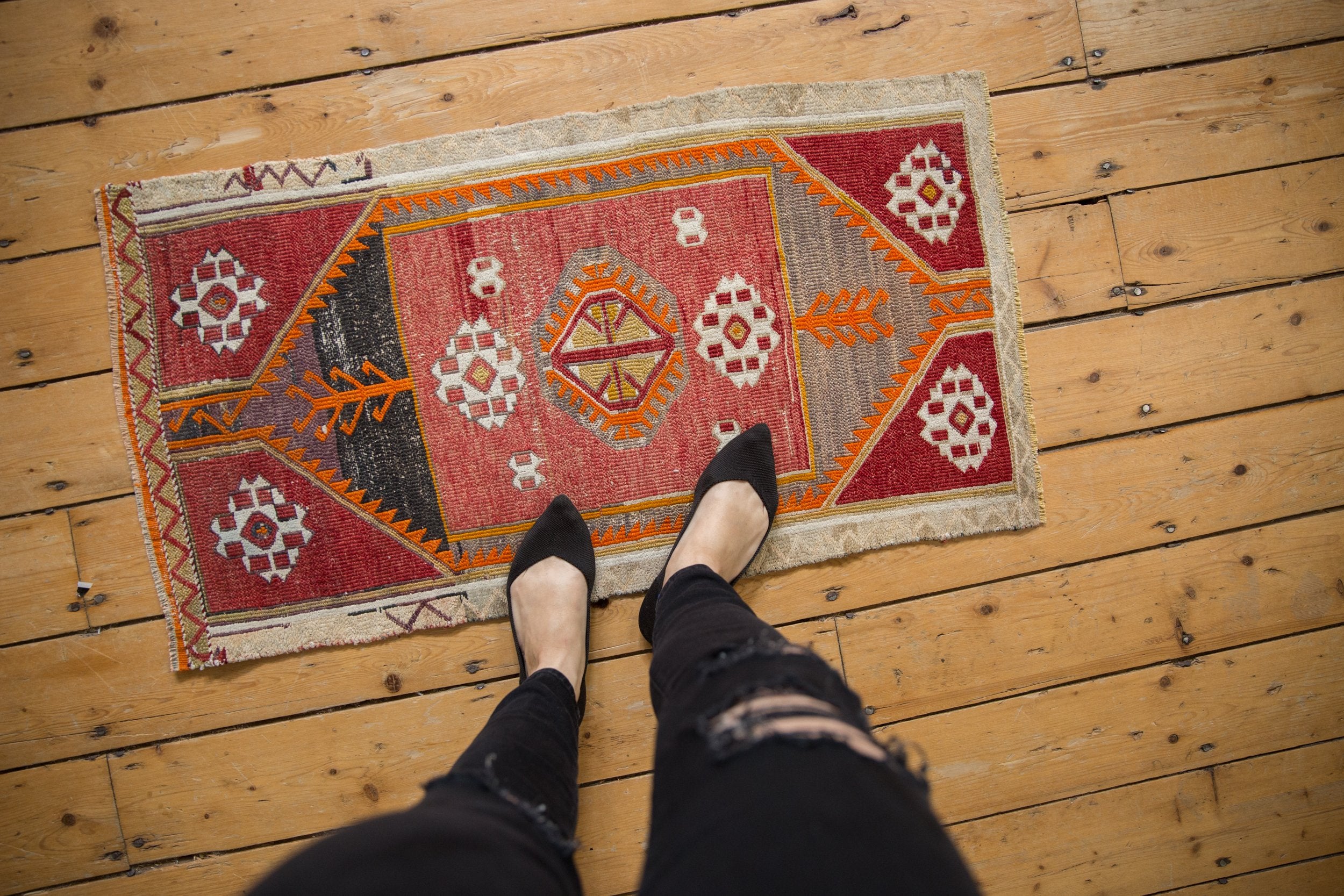 1.5x3.5 Vintage Distressed Jijim Rug Mat Runner // ONH Item 8141 Image 1