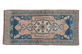 Distressed Oushak rug runner with large central medallion, soft blue, rose, and ivory, 1'10