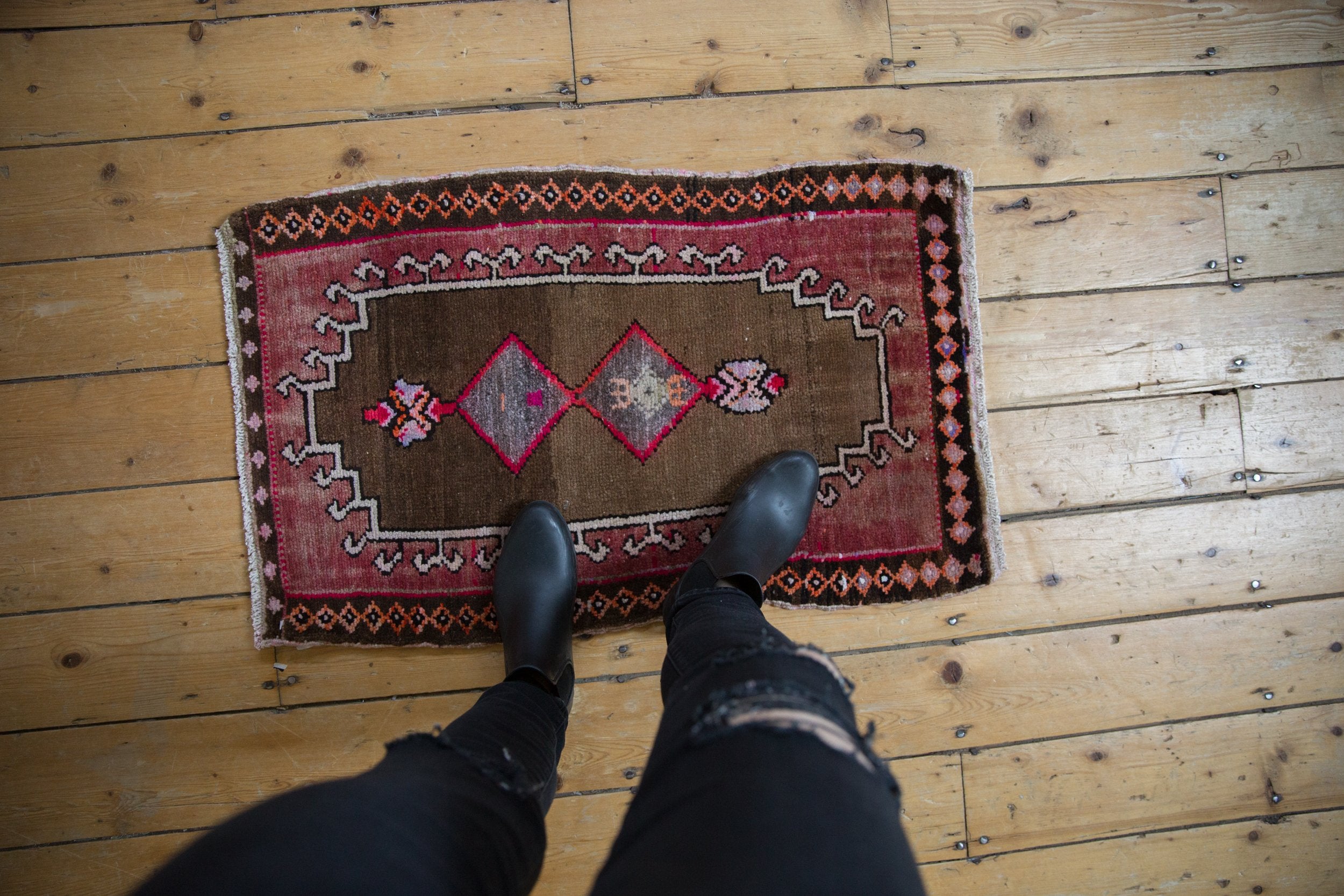 2x3 Vintage Distressed Oushak Rug Mat // ONH Item 8145 Image 1