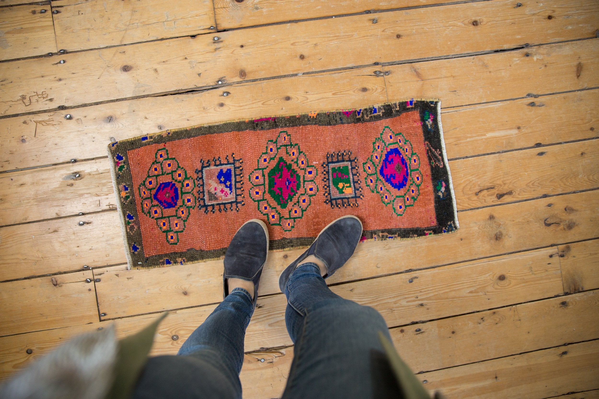 1x3 Vintage Distressed Oushak Rug Mat Runner // ONH Item 8152 Image 1