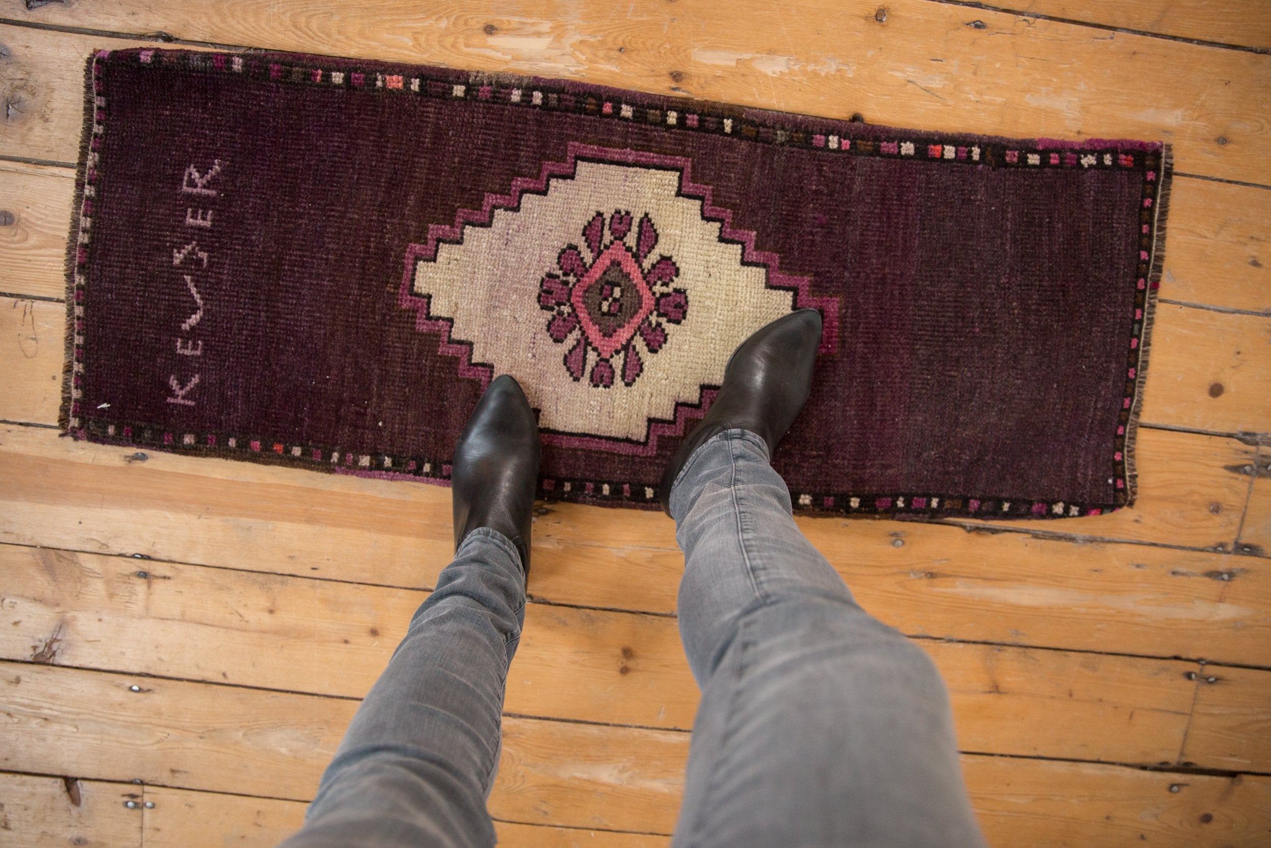 1.5x4 Vintage Distressed Oushak Rug Mat Runner // ONH Item 8167 Image 1