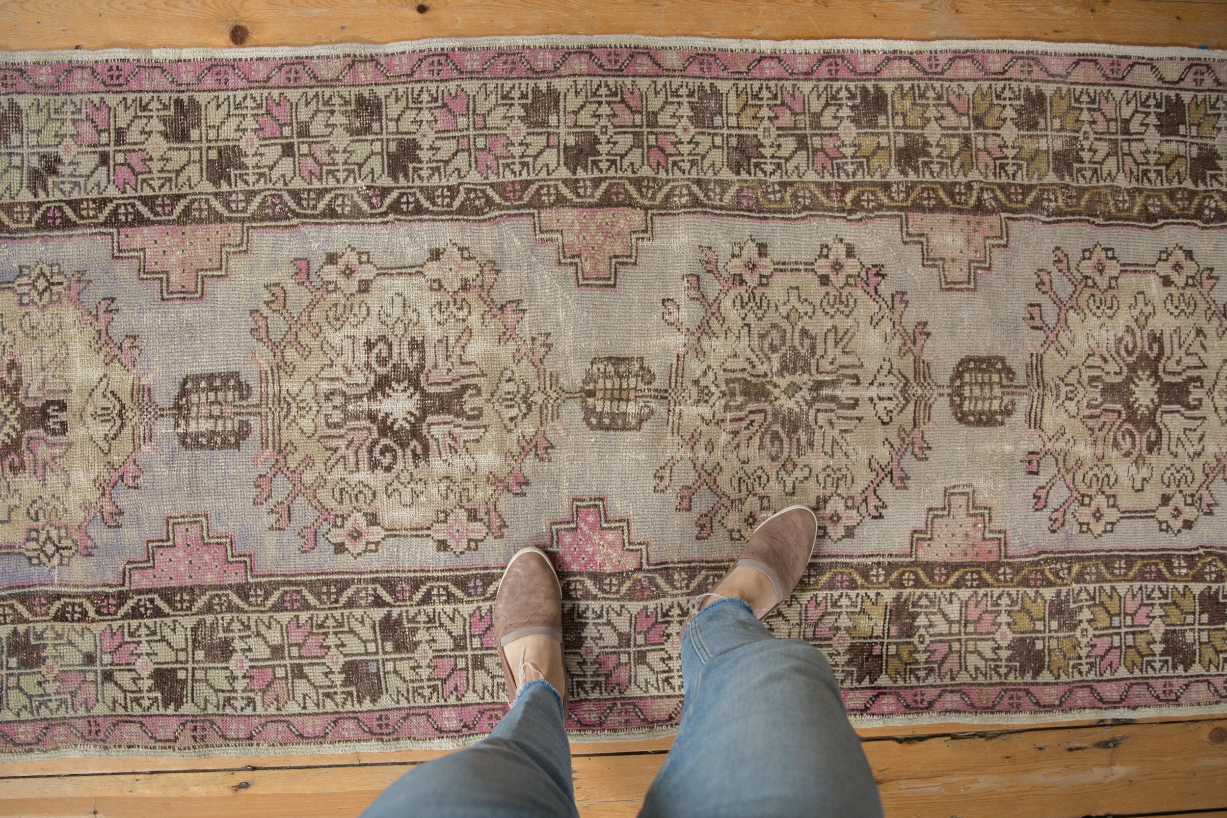 3x9.5 Vintage Distressed Oushak Rug Runner // ONH Item 8253 Image 1