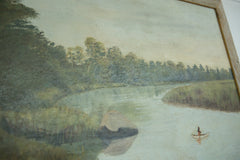 Antique Native American Indian in Canoe on River // ONH Item 8279 Image 2