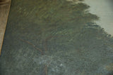 Close-up of the antique oil painting's textured surface, with fine cracking and age patina.