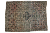 Antique Farahan Sarouk rug: diamond medallion, blossomed henna motif, antique ivory, dusty rose.
