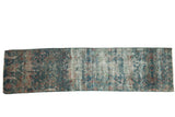 Vintage Distressed Fragment Mahal runner with floral vinery in blues, reds, ivory, 2'1