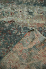Distressed floral pile, visible hand-knotted foundation, and restored side selvage of a vintage Mahal runner.