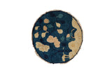 Antique hand-knotted Peking round rug, scenic tree design in indigo and ivory. 1'x1'1