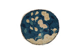 Antique Chinese Peking round pictorial rug featuring a scenic tree in deep blue and ivory, 1' x 1'1