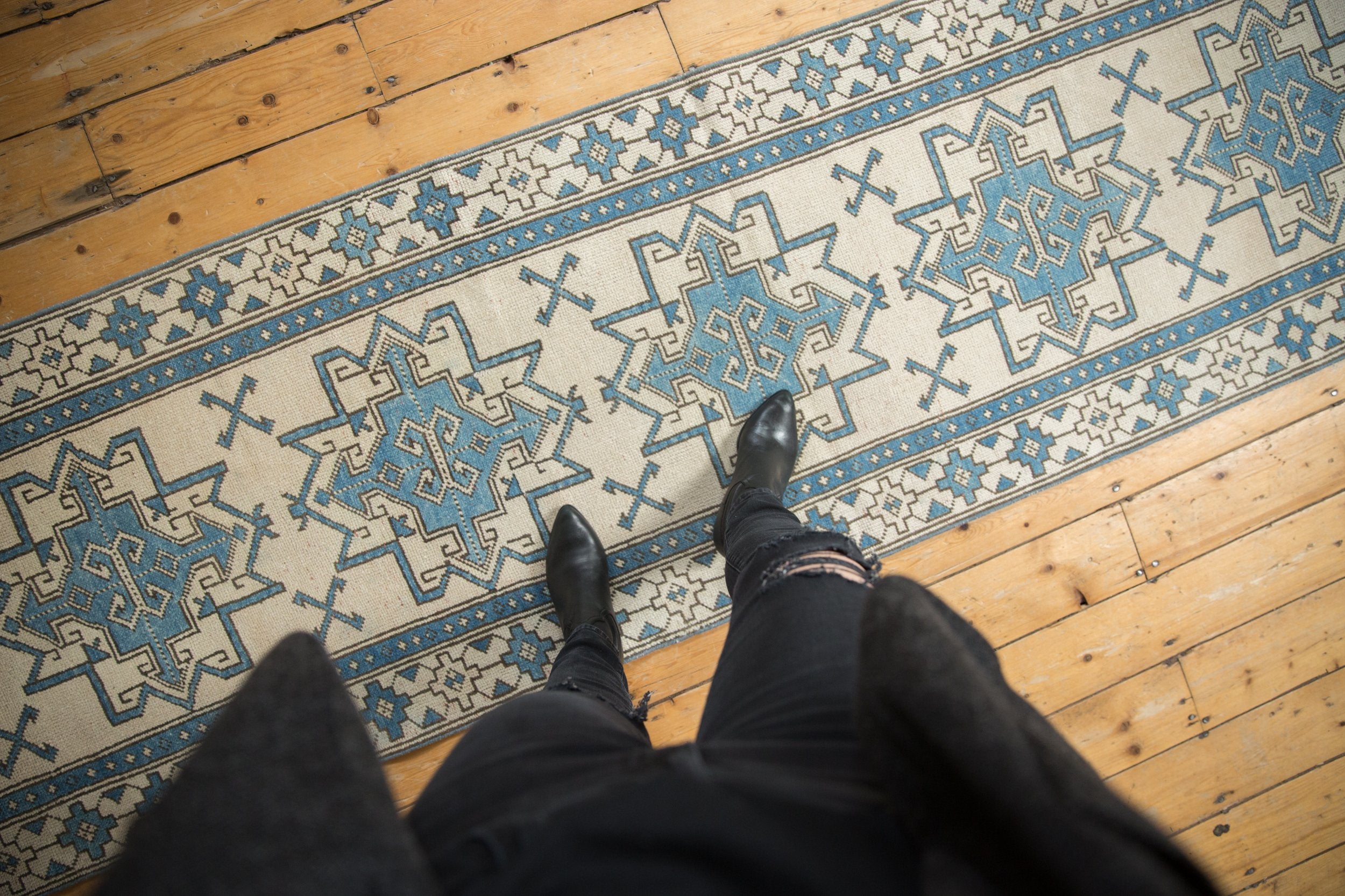 2.5x12.5 Vintage Distressed Oushak Rug Runner // ONH Item 8340 Image 1