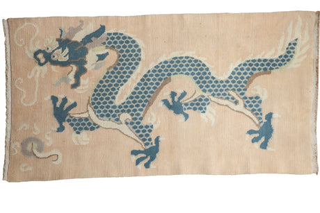 3x4.5 Vintage Distressed Tibetan Rug // ONH Item 8344