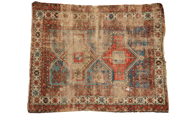3.5x4.5 Antique Caucasian Square Rug // ONH Item 8346