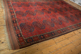 Antique Ersari carpet's geometric border, original side selvage, and mostly secure fringe.