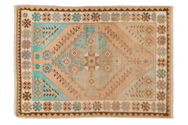 3x4 Vintage Distressed Oushak Square Rug // ONH Item 8375