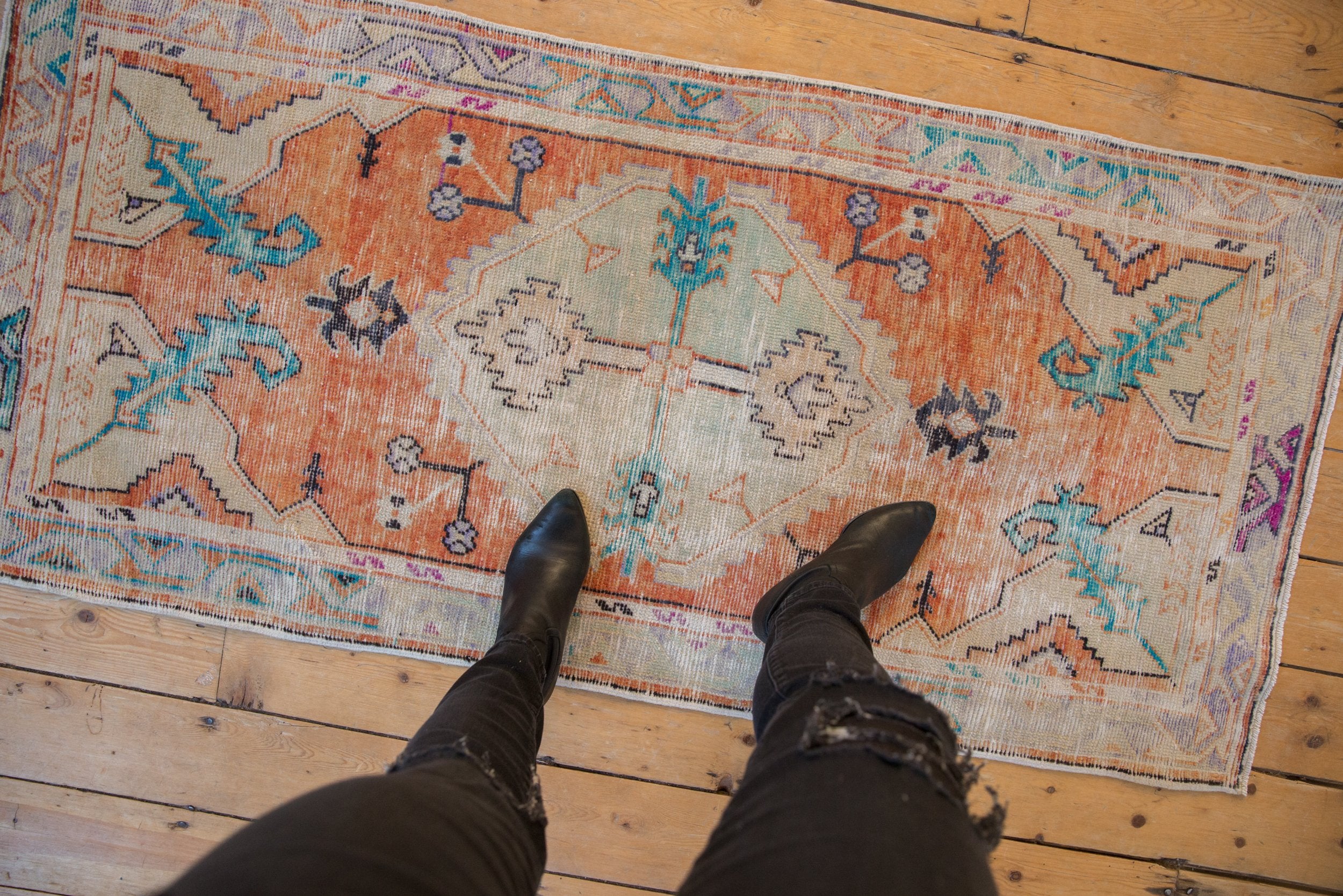 2.5x5.5 Vintage Distressed Oushak Rug Runner // ONH Item 8388 Image 1