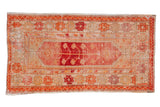 Distressed Oushak runner with cherry red tree of life design and multi-banded borders, 2'9