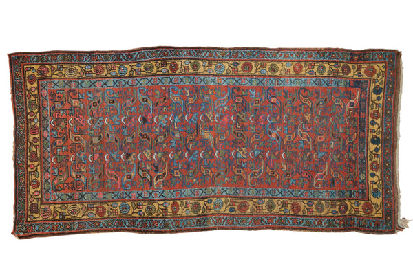 3.5x7.5 Vintage Kurdish Bijar Rug Runner // ONH Item 8429