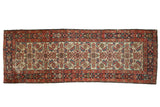 Vintage Hamadan fragment runner with Herati motif on unusual ivory ground, rich patterns, 3'1