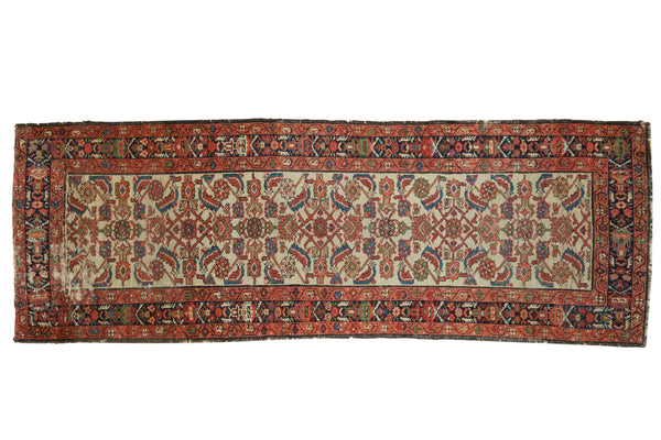 3x9 Vintage Fragment Hamadan Rug Runner // ONH Item 8430