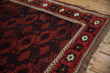Original goat hair side cord selvage and paneled floral guls on an antique Belouch rug.
