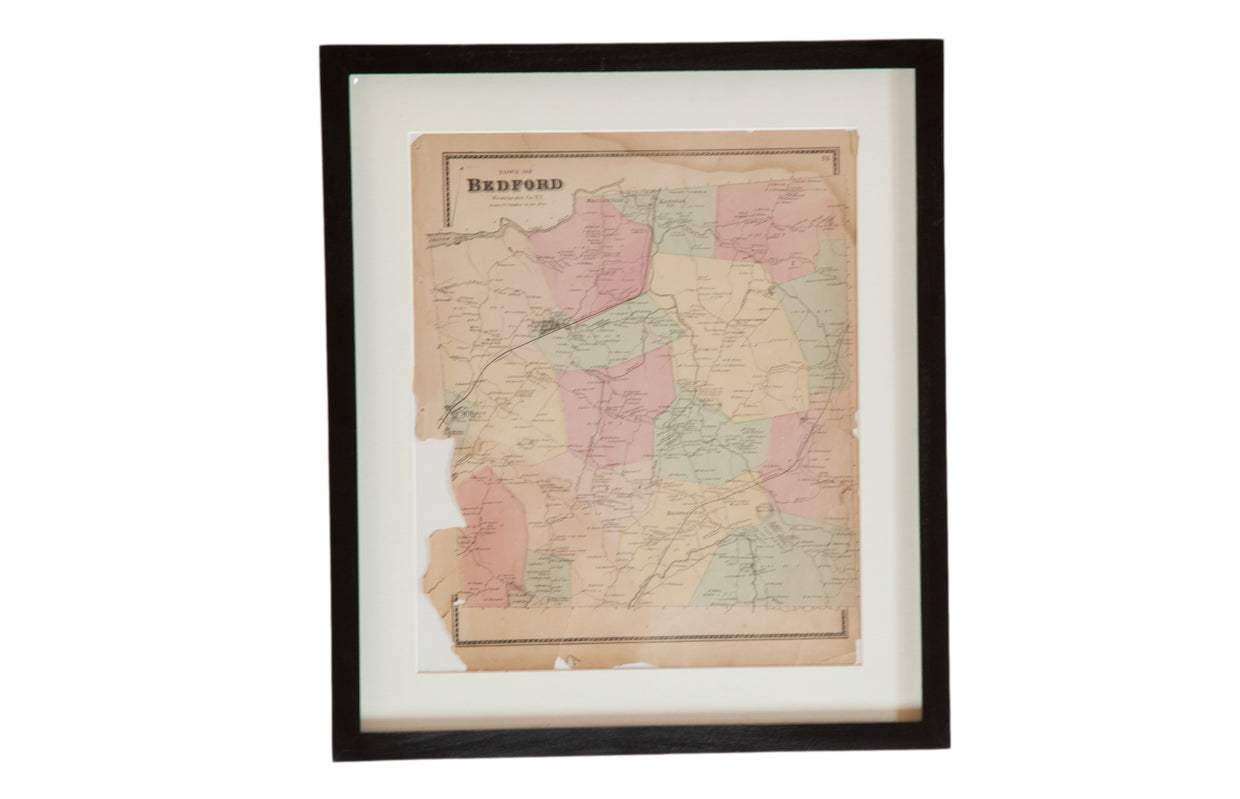 Framed Antique Bedford NY Map // ONH Item 8445