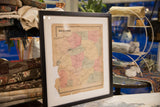 Upper left of the antique 1860s Bedford NY map, with aged paper and tear.