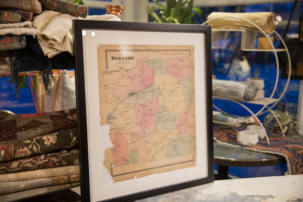 Framed Antique Bedford NY Map // ONH Item 8445