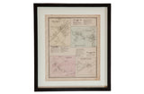 Framed late 19th century Katonah, Mount Kisco, Bedford NY directory, aged maps and listings.