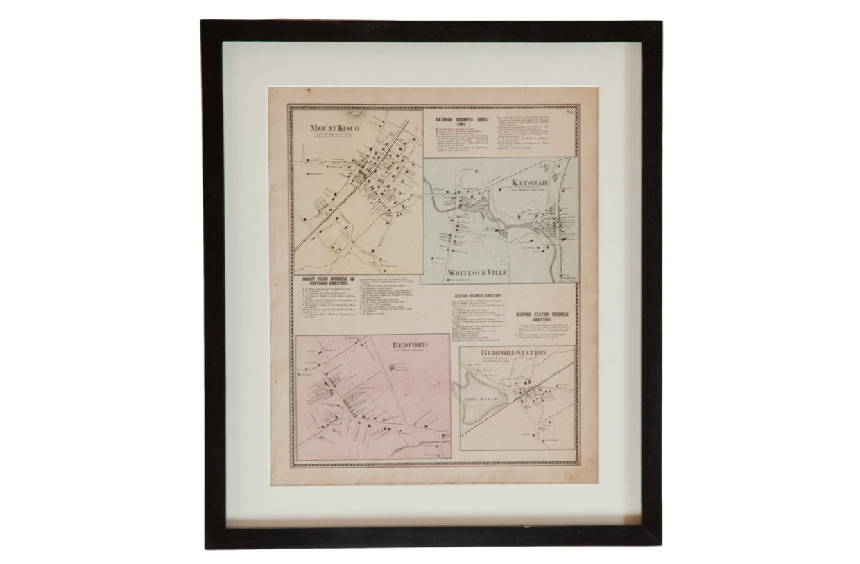 Framed Antique Katonah Mount Kisco Bedford NY Directory // ONH Item 8446