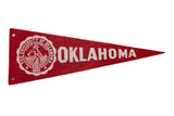 Vintage University of Oklahoma red felt pennant with white seal and 