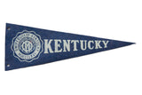 Vintage University of Kentucky felt pennant with dark blue field, white lettering, and seal.
