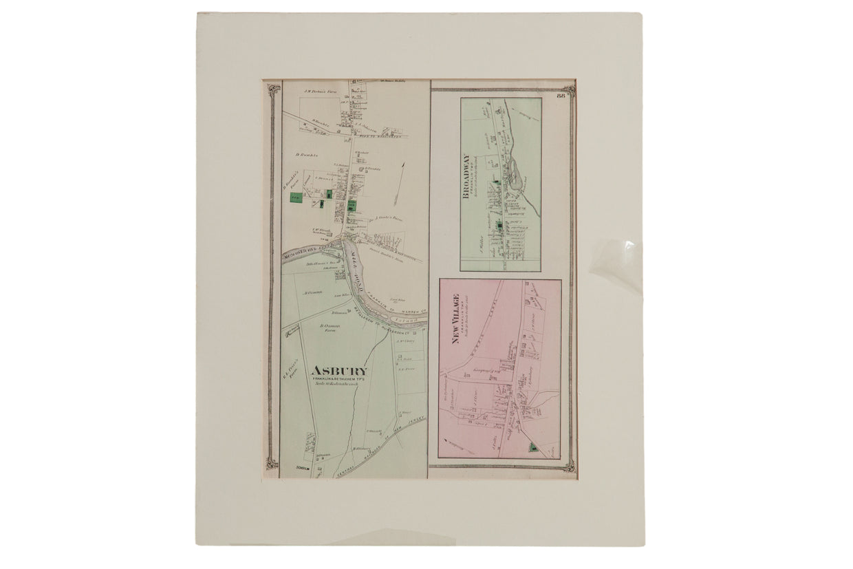 Antique Map Asbury Franklin Township NJ // ONH Item 8468