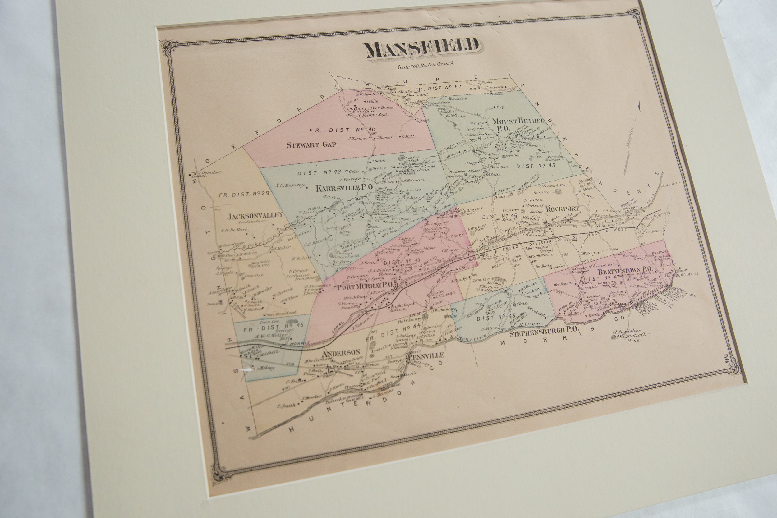 Antique Mansfield NJ Map // ONH Item 8469 Image 1