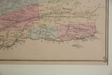 Detailed view of Rockport and Beatystown on a color-tinted antique Mansfield map.