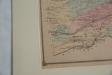 Ornate corner and printed border on the antique Mansfield NJ map mounted on a mat.